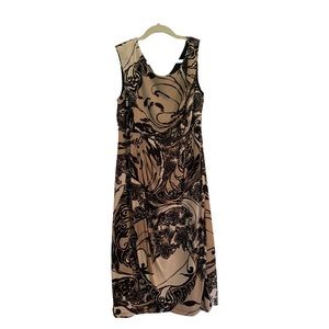 Tan, cream and black dress barn sleeveless dress, size 14